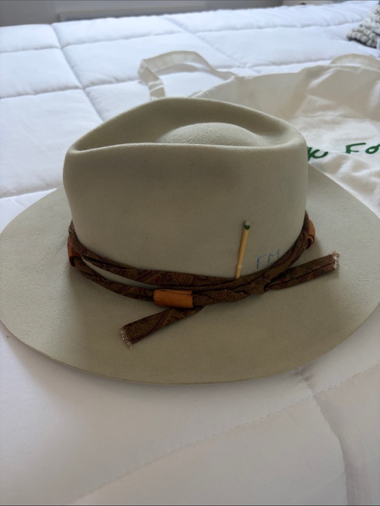 Nick Fouquet Light Beige Wool Felt Fedora with Braided Leather Trim main image 7